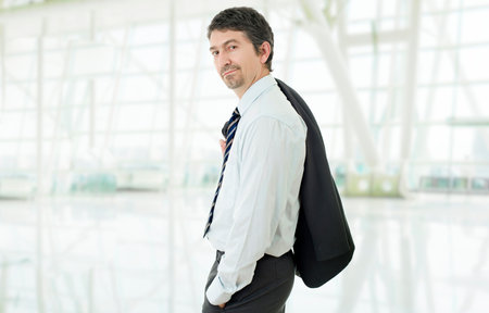 young business man portrait isolated on whiteの写真素材