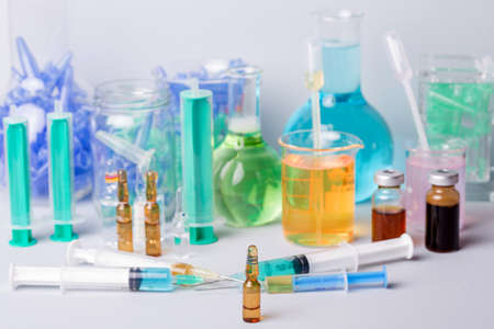 syringe with ampules of drugsの写真素材