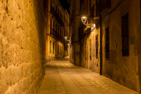Avila streets at night, Castile and Leon, Spainのeditorial素材