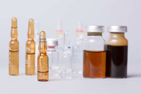 syringe with ampules of drugsの写真素材