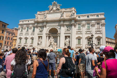 ROME, ITALY: People near the Trevi fountain (Fontana di Trevi), Rome, Italy.のeditorial素材