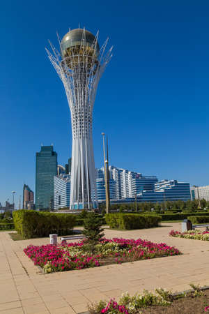 Nur-Sultan, Kazakhstan - View of Baiterek Tower with its golden sphere in Nur-Sultan (Astana)のeditorial素材