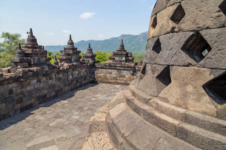 Ancient Buddhist temple of Borobudur, in Magelang, Central Java, Indonesiaの写真素材