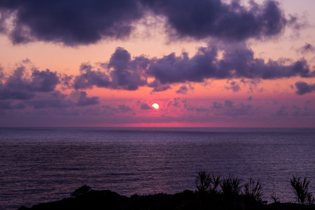 Beautiful sunset in Santa Cruz das Flores - Flores Island - Azores Portugalの写真素材