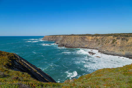 Atlantic rocky coast view, Aljezur, Algarve west, Costa Vicentina, Portugal.の写真素材
