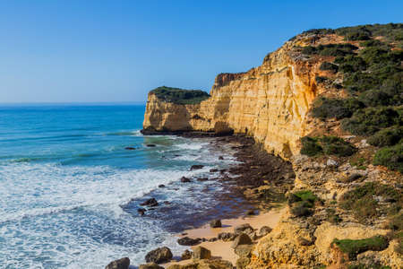Coastal cliffs of Algarve, Lagoa, Portugalの写真素材