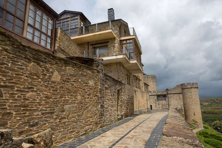 Old castle and houses of Puebla de Sanabria, Castilla y Leon, Spainのeditorial素材