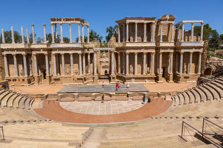 MERIDA, SPAIN: Antique Roman Theatre in Merida, Spain. Built by the Romans in end of the 1st century or early 2nd centuryのeditorial素材