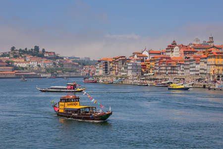 PORTO, PORTUGAL: the famous houses of the Ribeira in the Douro River bank near the Dom Luis I Bridge, Porto, Portugal.のeditorial素材