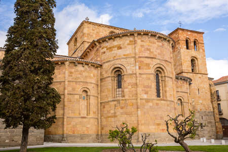 The old church of San Pedro in Avila, Spainの写真素材