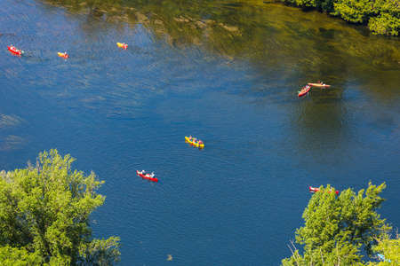 view over river of the Dordogne valley from Domme, Aquitane, Franceの写真素材