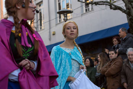BRAGA, PORTUGAL: Braga Christmas Parade, in the streets of the old town of Braga. Portugalのeditorial素材