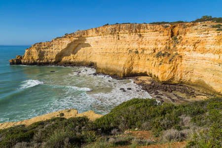 Cliffs in the Coast of Algarve, Benagil, Portugalの写真素材