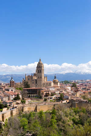 The old town of Segovia and the Cathedral, Segovia, Spainのeditorial素材