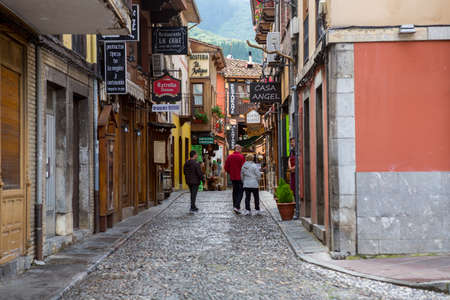 Potes, Spain: The traditional houses in the ancient Spanish town. Northern Spain, Cantabria.のeditorial素材