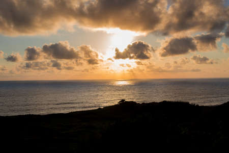 Beautiful sunset in Santa Cruz das Flores - Flores Island - Azores Portugalの写真素材