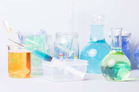 syringe with ampules of drugsの写真素材