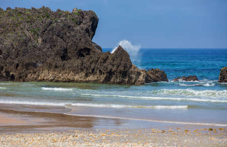 the beach of San Antolin, Llanes, Asturias, Spainの写真素材