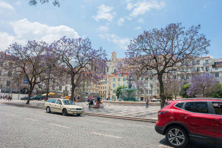 LISBON , PORTUGAL. People walk downtown, in Lisbon, Portugalのeditorial素材