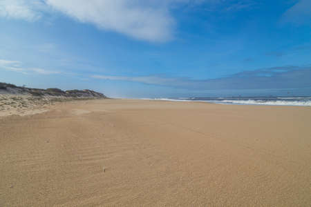 Beautiful empty beach near Figueira da Foz, Portugalの写真素材