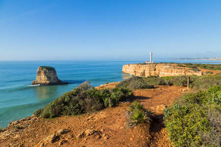Cliffs in the Coast of Algarve, Benagil, Portugalの写真素材