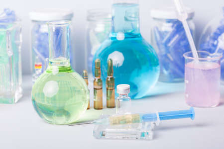 syringes with ampules of drugsの写真素材