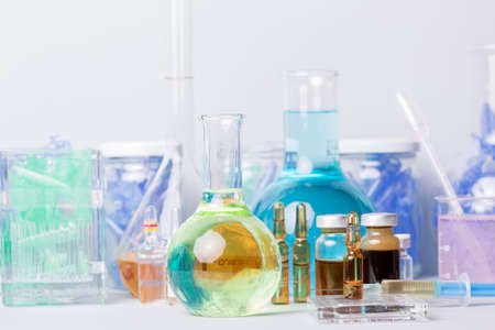 syringes with ampules of drugsの写真素材