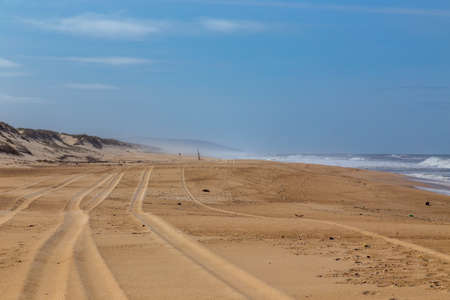 Beautiful empty beach near Figueira da Foz, Portugalの写真素材