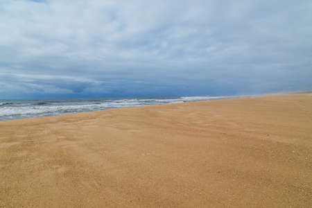 Beautiful empty beach near Figueira da Foz, Portugalの写真素材