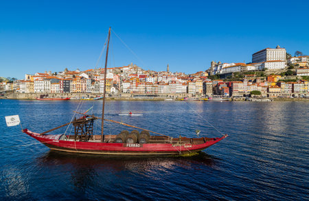 Porto, Portugal: Boats with porto wine in Porto, Portugal. Douro Riverのeditorial素材