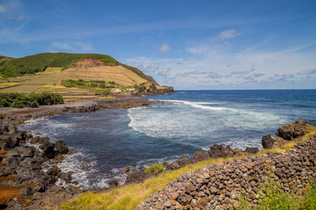 Atlantic ocean coast at Graciosa island, Azores, Portugalの写真素材