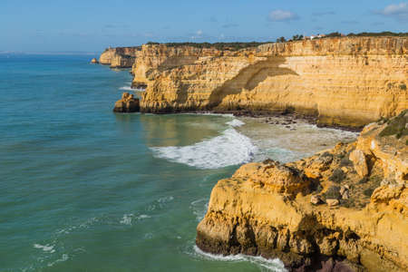 Beautiful empty beach near Portimao, Algarve, Portugalの写真素材