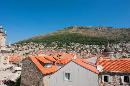 view to old churches and historical buildings of Dubrovnik, Croatiaのeditorial素材
