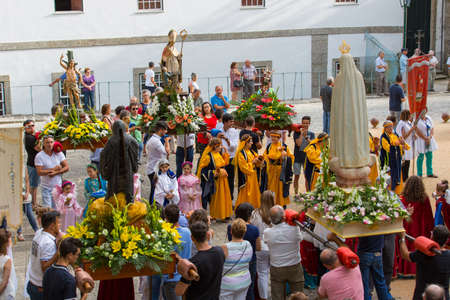 ABADIA, AMARES, PORTUGAL: Traditional religious procession of Senhora da Abadia in Amares, Portugalのeditorial素材