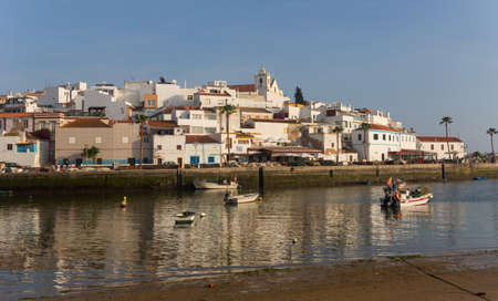 FERRAGUDO, PORTUGAL: Picturesque view of Ferragudo fishing village in Algarve, Portugalのeditorial素材
