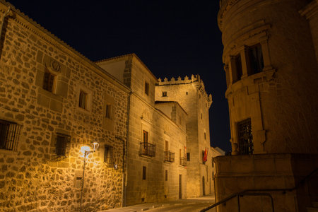 AVILA, SPAIN - April 27, 2019: Avila streets at night, Castile and Leon, Spainのeditorial素材