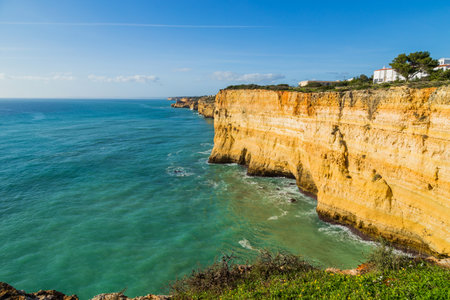 Coastal cliffs of Algarve, Lagoa, Portugalの写真素材