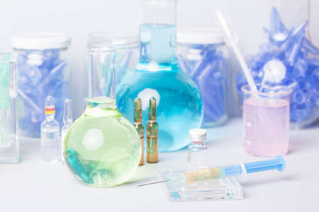 syringes with ampules of drugsの写真素材