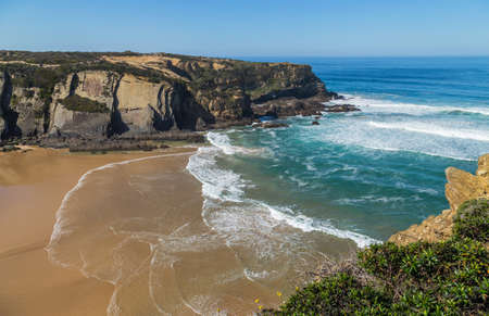 Atlantic beach view, Aljezur, Algarve west, Costa Vicentina, Portugal.の写真素材