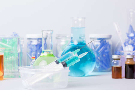 syringe with ampules of drugsの写真素材