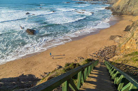 ALENTEJO, PORTUGAL: People at the beach Aljezur, Algarve west, Costa Vicentina, Portugal.のeditorial素材