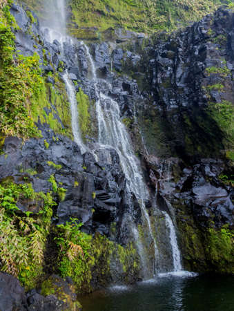 Azores waterfalls and cliffs in Flores island. Portugal.の写真素材