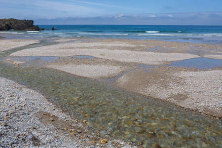 the beach of San Antolin, Llanes, Asturias, Spainの写真素材