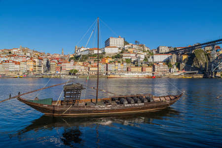 Porto, Portugal: Boats with porto wine in Porto, Portugal. Douro Riverのeditorial素材