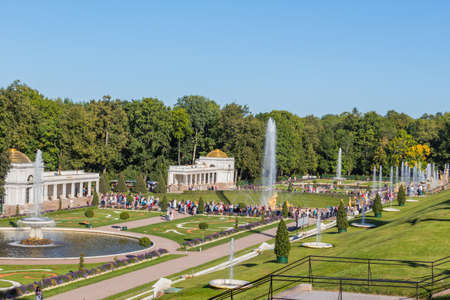 SAINT-PETERSBURG, RUSSIA: Peterhof, St. Petersburg, king's palace and grand-fountain. Russiaのeditorial素材