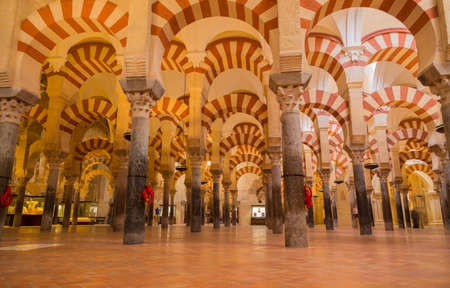 CORDOBA, SPAIN - Arches within the Prayer Hall of the Mezquita (Mosque), Cordoba, Spainのeditorial素材