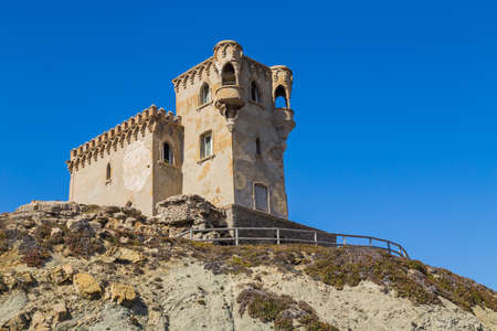 Santa Catalina Castle, an observation tower, in Tarifa, Spainの写真素材