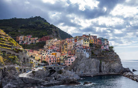 Riomaggiore, Italy: Riomaggiore colorful fishing village, seascape in Five lands, Cinque Terre National Park, Liguria, Italyのeditorial素材
