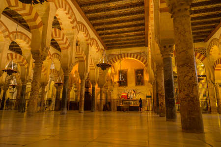 CORDOBA, SPAIN - Arches within the Prayer Hall of the Mezquita (Mosque), Cordoba, Spainのeditorial素材