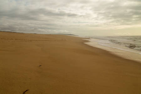 Beautiful empty beach near Figueira da Foz, Portugalの写真素材